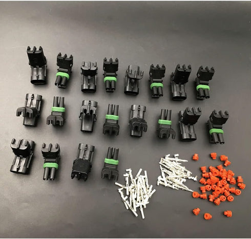 10 PACK 14-16 AWG Gauge 2 Pin Position Terminal Weather Pack Connector Male Female Set Weather Proof