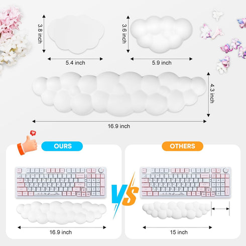 JIKIOU Upgrade Leather Cloud Keyboard Wrist Rest, Cloud Wrist Rest with Non-Slip PU Base, Comfortable Memory Foam Wrist