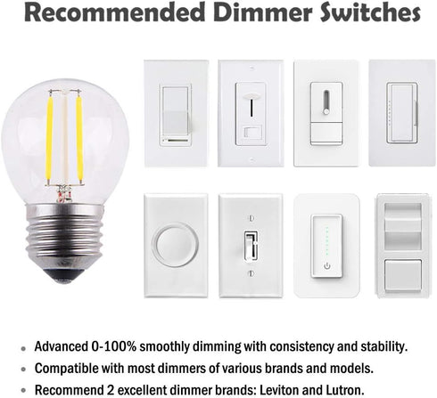 Dimmable A15 Mini LED Globe Bulb, 2W 200lm, E26 Regular Base, 2700K Warm White, Clear Glass Cover, Pack of 2