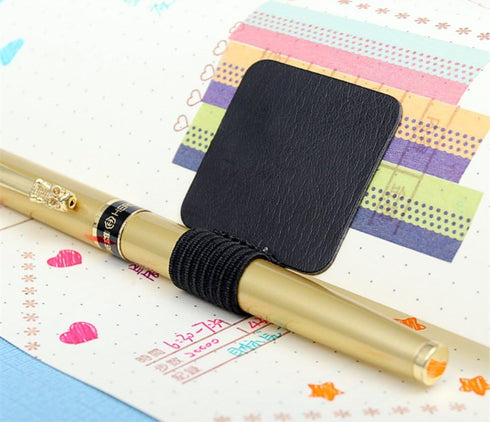 yueton 5pcs Self-Adhesive Leather Pen Holder with Elastic Loop for Notebooks