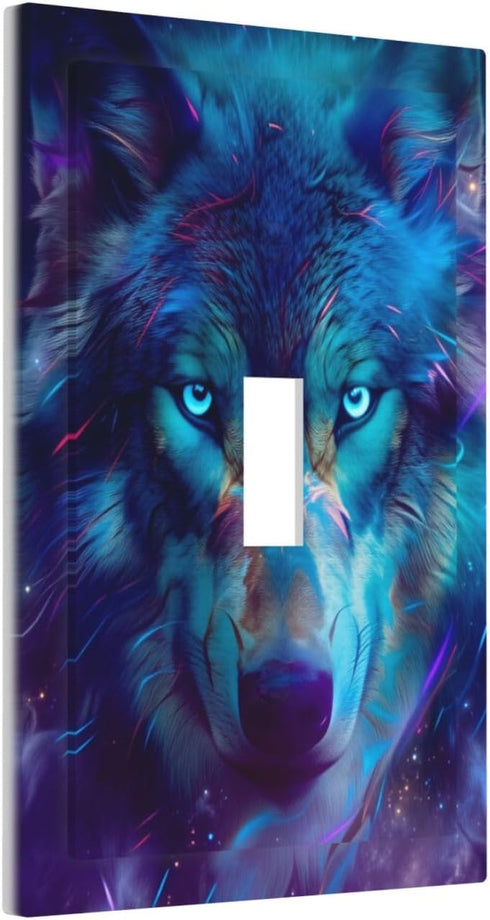haigof 1 3 5 Inch Mystic Wolf Light Switch Cover Wall Plate Gang Single Plates Print Faceplate Home Decor X