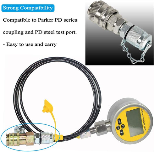 Hydraulic Pressure Test Coupling Kit for Parker PD Series Coupler, Caterpillar, John Deere Excavator Machinery