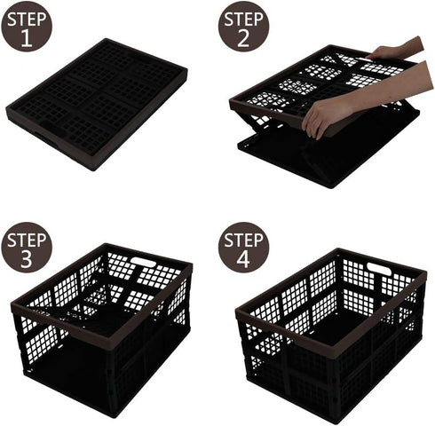 Lesbin 2-Pack 42 L Plastic Staking Folding Storage Basket Crates, Extra Large Plastic Crate Storage