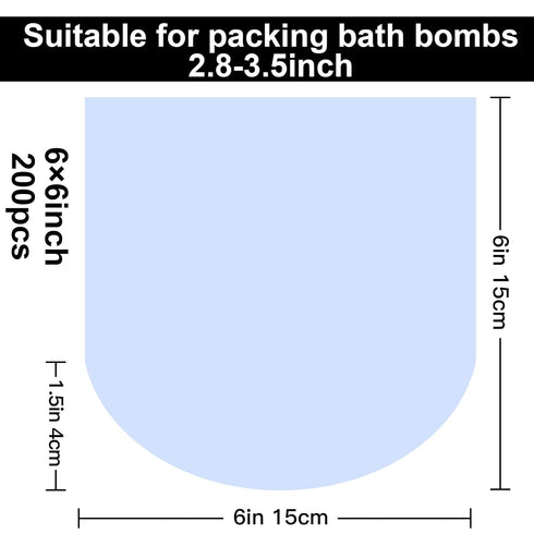 200 pcs 6X6 inch Bath Bomb Heat Shrink Wrap Bags - Round PVC Wrappers for Bath Bombs, Soaps, Cookies, DIY Crafts