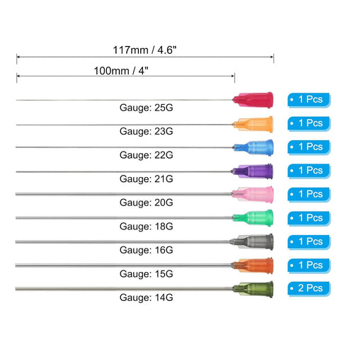 PATIKIL Blunt Tip Dispensing Needles Different Gauge, 10 Pcs 4 Inch Industrial Liquid Dispenser Needle with Lure Lock for Refilling Liquid Ink Adhesive Glue, Multicolored