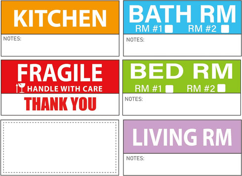 Yoget 42x90mm Large Home Moving Labels, 240 Labels with Color Coded Packing Stickers and Fragile Stickers