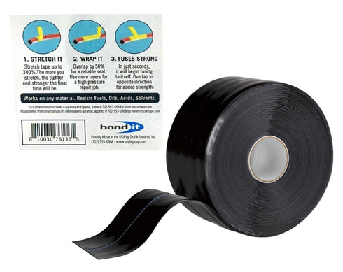 Rescue Tape, Self-Fusing Silicone Tape for Emergency Plumbing & Electrical Insulation, 1" x 36', Black
