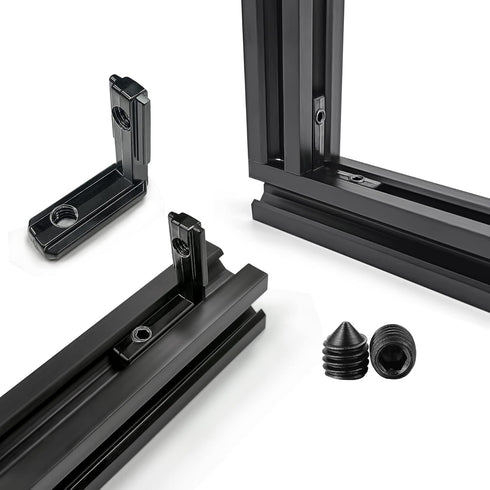 20pcs Black 2020 Series L-Shape Interior Corner Connector Joint Bracket with Screws + 1 Wrench for Aluminum Rail