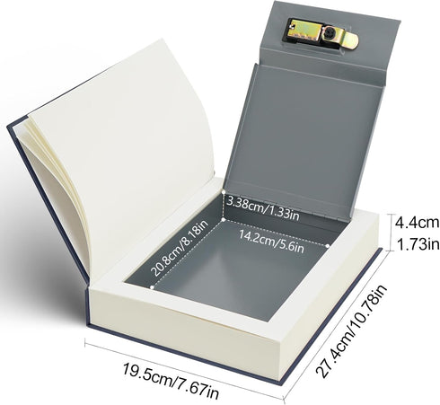 10.82"7.67"1.77" Large Decorative Book Safe with Combination Lock, Hidden Storage Diversion Box for Cash, Phone