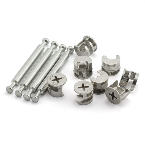 4Set Furniture Hardware Double End Head Rod Connection Cam Fittings, 64mm Furniture Board Panel Connection Accessories