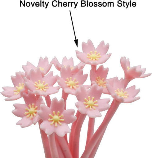 Maydahui 35 Pcs Cherry Blossom Gel Pen, Romantic Flower Pen, Black Ink for Girls Party School