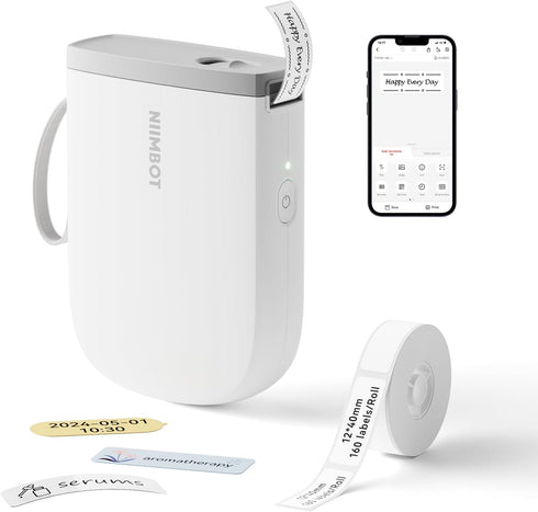 NIIMBOT D11 Label Maker Machine with Tape, 300DPI Bluetooth Printer, Portable Thermal Sticker Maker (White)