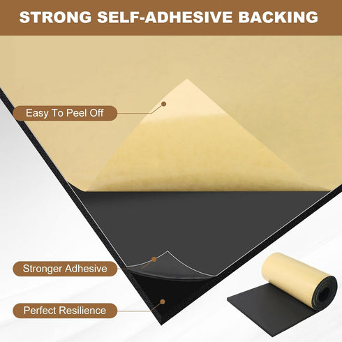 12 118 1/8 Eunice Sponge Neoprene Foam Sheet with Adhesive, in x in x in Foam Rubber Roll Cut to Multiple Dimensions