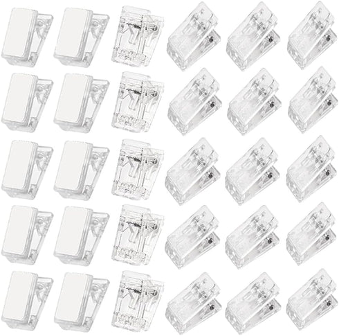 JAMMY 30 PCS Self Adhesive Clips, Plastic Photo Clips for Wall Tapestry, Small Hanging Spring Clips
