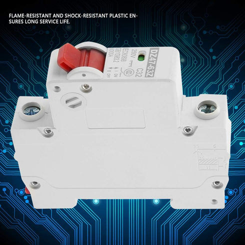 DZ47-63Z-1P DIN Rail Mount Miniature Circuit Breaker 1P, 32A DC, 250V, 6000 Amp