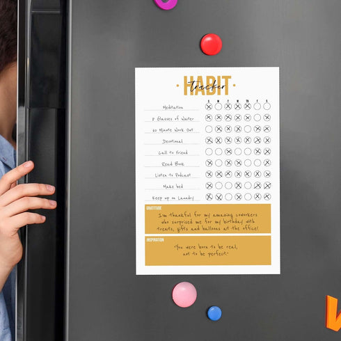 Modern Habit Tracker Sticky Note Pad, 50 Sheets, 8" x 11.5", Positive Habit List, Weekly Accountability Checklist, Made