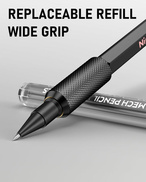 Nicpro 2mm Mechanical Pencils Set with Case, 12 Black Lead Refills, 12 Colored Lead Refills, Heavy Duty Pencil