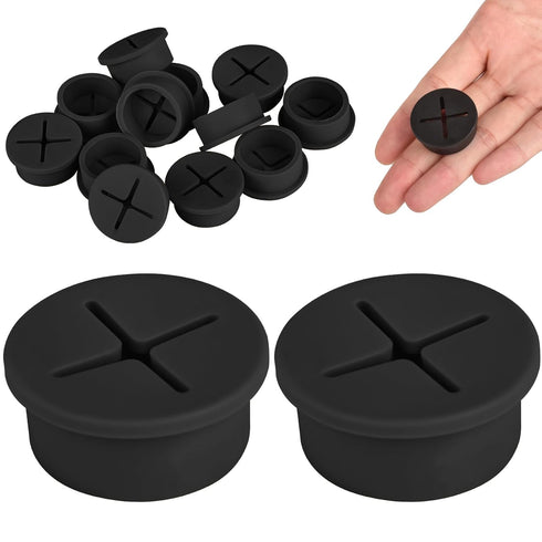 12 Pcs Silicone Cable Grommet, 3/4" Wire Hole Cover for Cable Management, Desk Grommet for Office Home (Black)