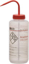 EISCO Wash Bottle for Acetone, 1000ml - Labeled with Color Coded Chemical & Safety Information (2 Colors)