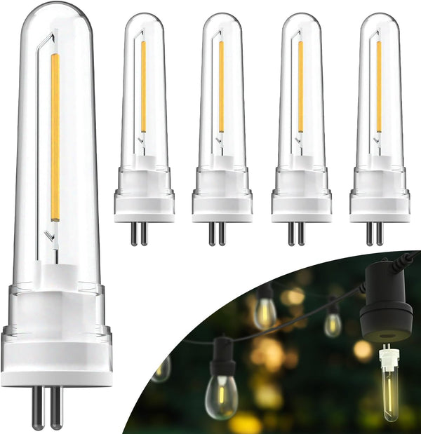 Sunco String Light Bulb Replacement, S14 LED Bulbs for Outdoor Lighting, 2-Prong