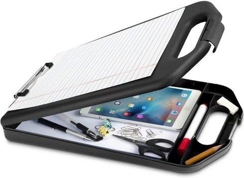 Sunnyclip Storage Clipboard with Handle, Heavy Duty Plastic Compartment for 200 Letter Sized Paper, Portable Office