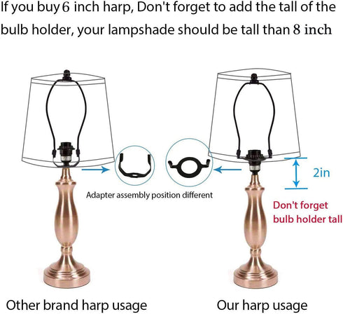 RddenIy 6" E26 Set,for Lamp Shade Harp Holder and Light Base UNO Fitter Adapter Converter Finial Table and Floor Lamps