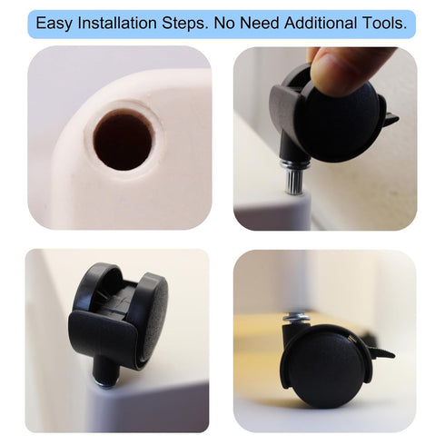pndbnq 4pcs 1 Inch 6.25mm Small Swivel Caster Wheels Locking Casters Diameter Straight Stripes Stem Easy Clip on