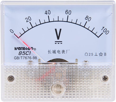 uxcell DC 0-100V Analog Panel Voltage Gauge Volt Meter 85C1, 2.5% Error