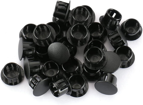 Baomain 100-Pack Plastic Hole Plugs Black 1/2" (12.6mm) Locking Plugs for Furniture, Cabinets & Automotive