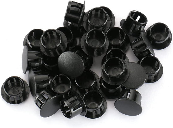 Baomain 100-Pack Plastic Hole Plugs Black 1/2" (12.6mm) Locking Plugs for Furniture, Cabinets & Automotive