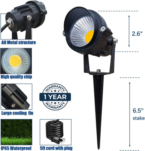 120V 12W 3000K 2 Pack TOVEENEN LED Outdoor Landscape Spotlight Waterproof Spot Lights for Yard House Garden Christmas
