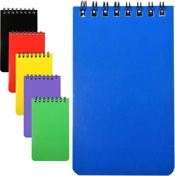 Spiral Notebook, 6Pcs Small Notebooks, Pocket Notebook, 3" x 5", Top-Spiral Notepads, 75 Sheets Per Notebook