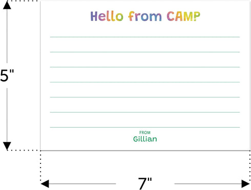Personalized Camp Stationary for Boys and Girls - Stationery Note Cards with Envelopes for Kids and Teens (Horizontal