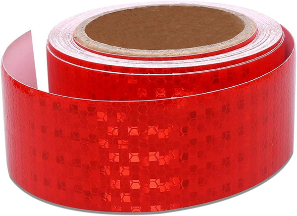 2" x 30 Feet Reflective Safety Tape, Red Hazard Caution Adhesive for Trailers and Cars