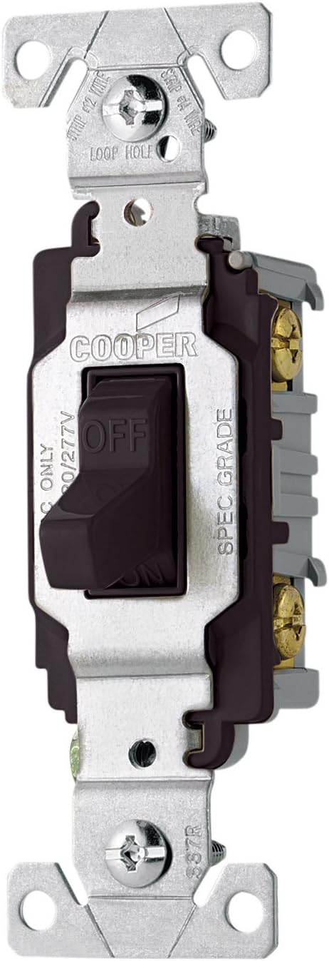 EATON Wiring CS120BK 20-Amp 120/277-Volt Black Commercial Grade Single Pole Compact Toggle Switch with Side Wiring