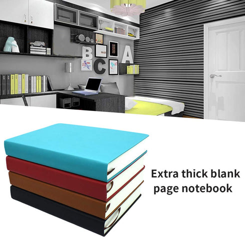 Notebook, Waterproof PU Leather Journal, Blank Pages Super Thick Hardcover Executive Notebooks, 660 Pages (Blue,