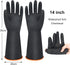 14" XL Size Latex Chemical Resistant Gloves, Reusable Heavy Duty Long Rubber Gloves Dishwashing Gloves, Industrial Safety Gloves for Men, Forearm Protection Waterproof Resist Strong Acid, Alkali, Oil