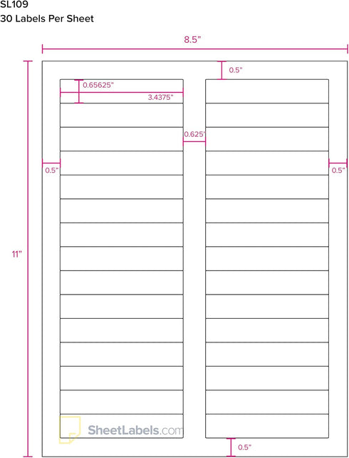 File Folder Labels, Permanent Adhesive 2/3" x 3-7/16", 750 Labels on 25 Sheets, Printable