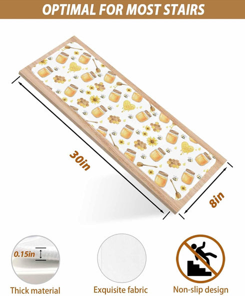 LBCASA 4 8 30 Inch Stair Treads Non Slip Indoor for Wooden Steps, Yellow Flowers Pcs Stair Mats for Kids Elders Dogs, x