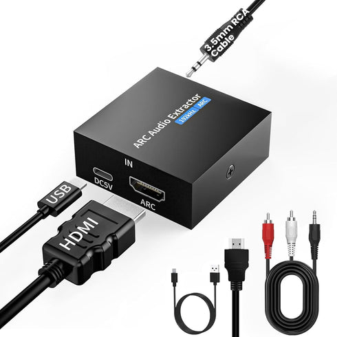 Tihokile 192KHz ARC Audio Extractor, HDMI ARC to Toslink/Optical+3.5mm AUX Output, HDMI to