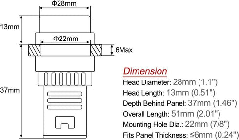 uxcell 10Pcs Red Indicator Light AC/DC 110V 22mm Panel Mount for Electrical Control Panel, HVAC, DIY Projects