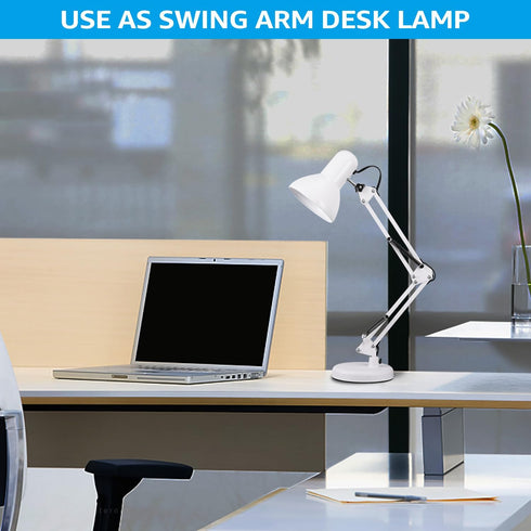 E26 TORCHSTAR Metal Desk Lamp with Clamp, Swing Arm, Architect Adjustable Gooseneck Table Lamp, Clip Desk Lights