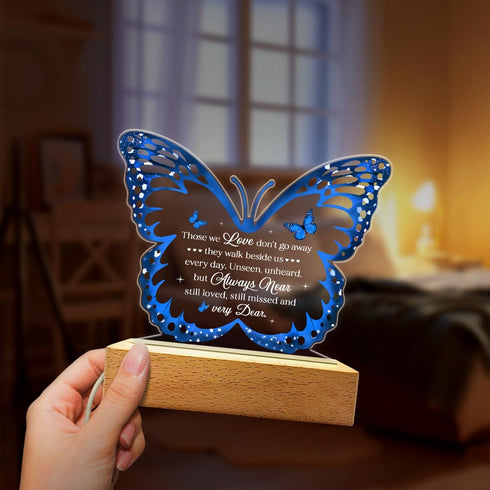 SANDJEST Memorial Butterfly Night Light - Sympathy Gifts for Loss of Loved One - Those We Love Don't Go Away Acrylic