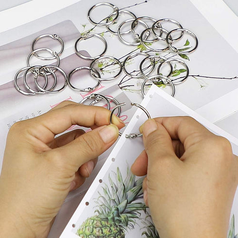 Binder Rings 1 Inch, 100 pcs Sturdy Book Rings for Loose Leaf Binder, Nickel Plated Metal Rings for Office School