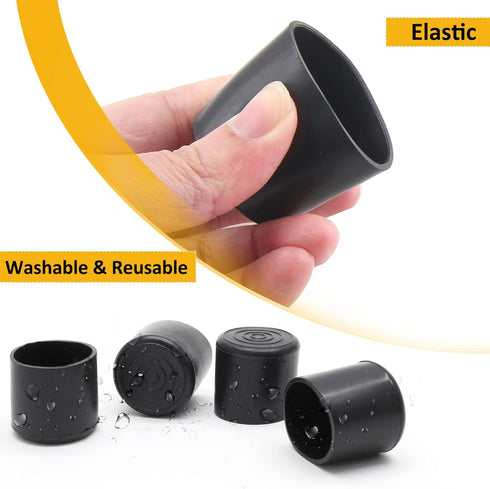 Auvotuis 32Pcs 1 Inch (25mm) Chair Leg Tips Caps, Round PVC Non-Slip Folding Chair Leg End Caps Black Small Furniture