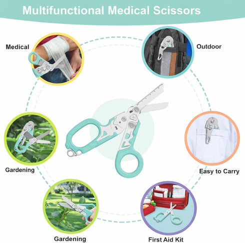 SUVIVISUN 6-in-1 Foldable Multi-Tool, Stainless Steel Trauma Shears with Holster for EMT, Outdoor Camping & Daily