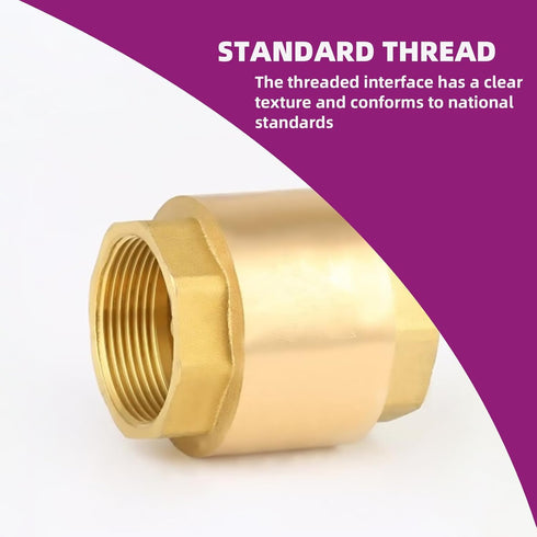 1/2" Female Threaded Vertical Check Valve - Brass Check Valve for Water Backflow Prevention