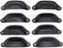 8 PCs Vintage Style Seashell Shaped Pulls, Cup Pulls with Black Finish - 3-17/64-in Length