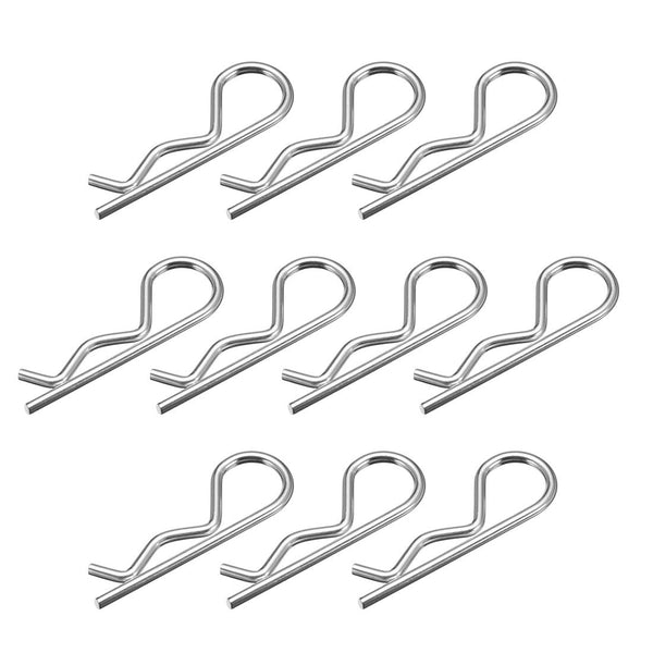 uxcell Clip Pins 3mm Wire Carbon Steel - 60mm Length Trailer R Shaped Spring Cotter Fastener Hardware, 10pcs Silver Tone