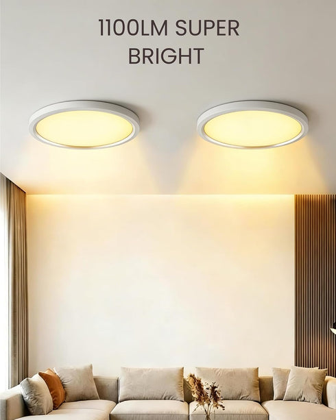 11in 2 Pack 5CCT 3000-6500K, 1100LM Dimmable 0.52in LEDYOND Flush Mount Ceiling Light White, LED Flat Panel Light